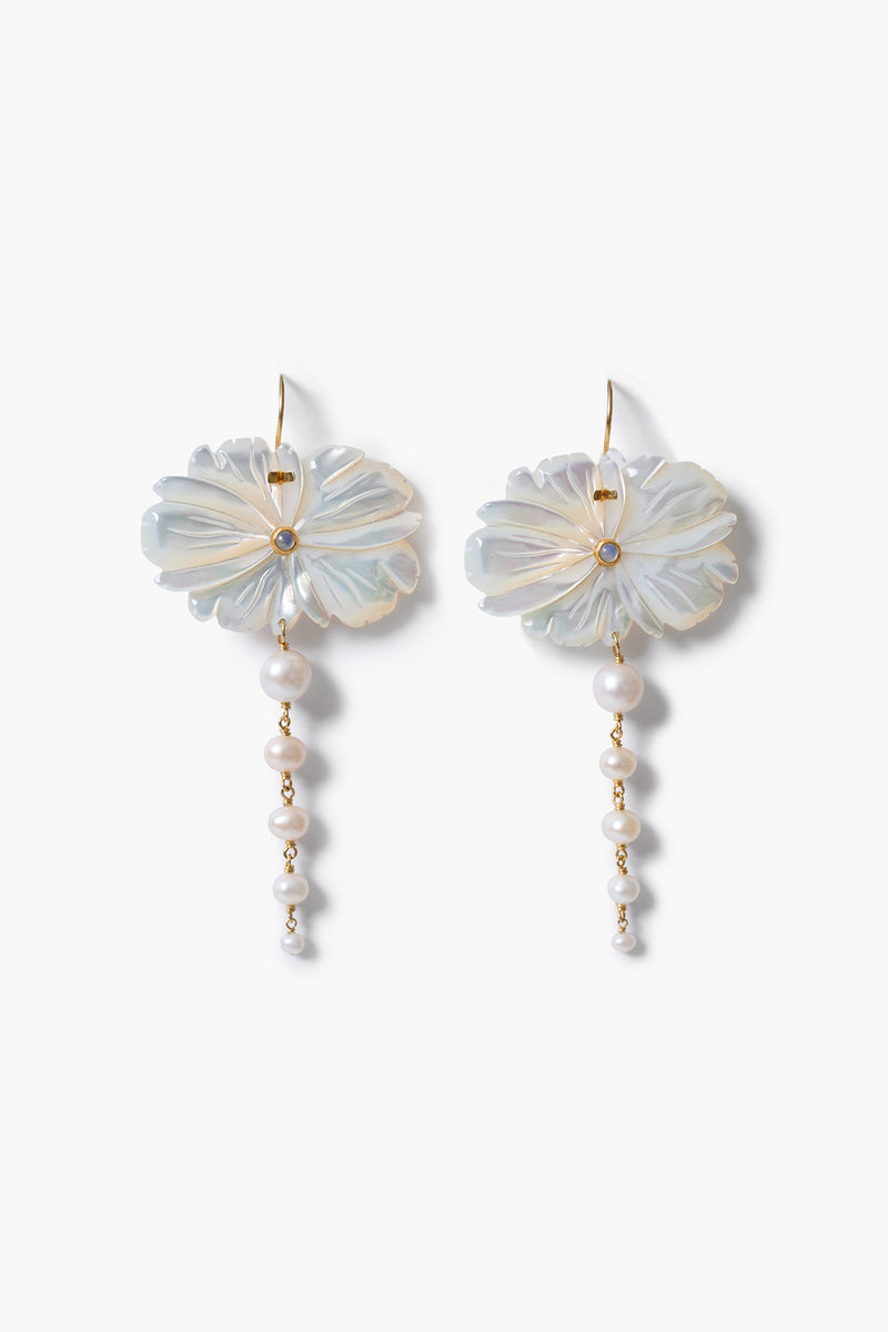 Magnolia Drop Earrings White