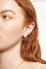 Plumeria Stud Earrings White MOP