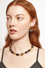 Minerva Earrings Gold Hypersthene