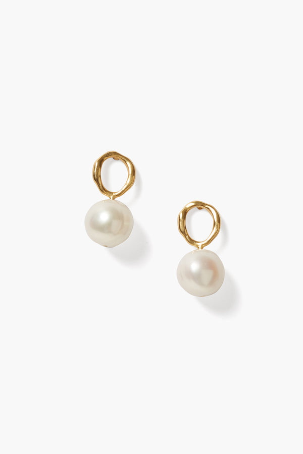 Globe Stud Earrings White Pearl