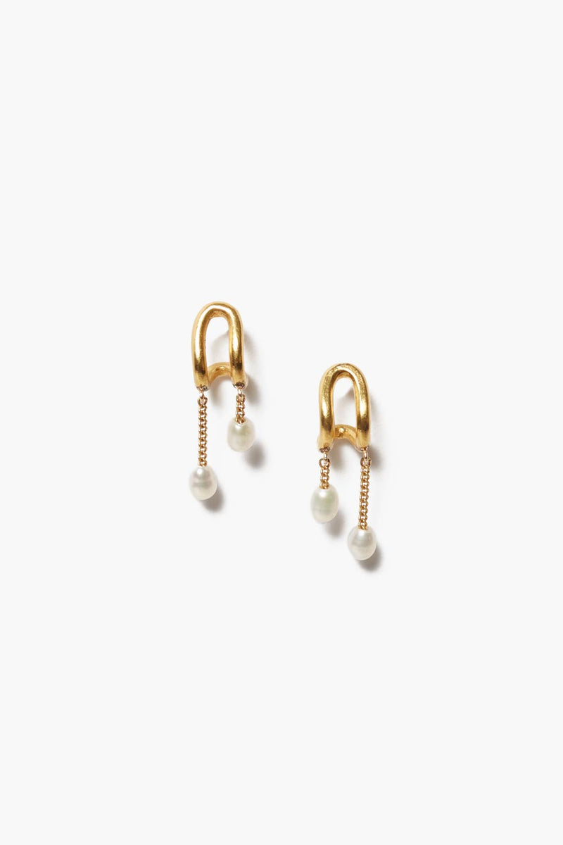 Arc Pearl Drop Earrings Mini