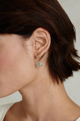 March Birthstone Earrings Aquamarine Crystal
