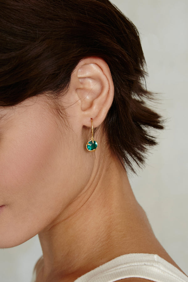 May Birthstone Earrings Emerald Crystal