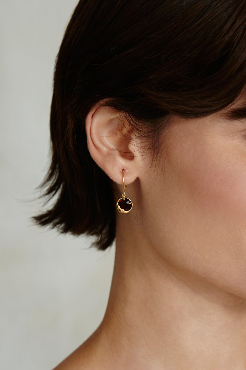 January Birthstone Earrings Garnet Crystal