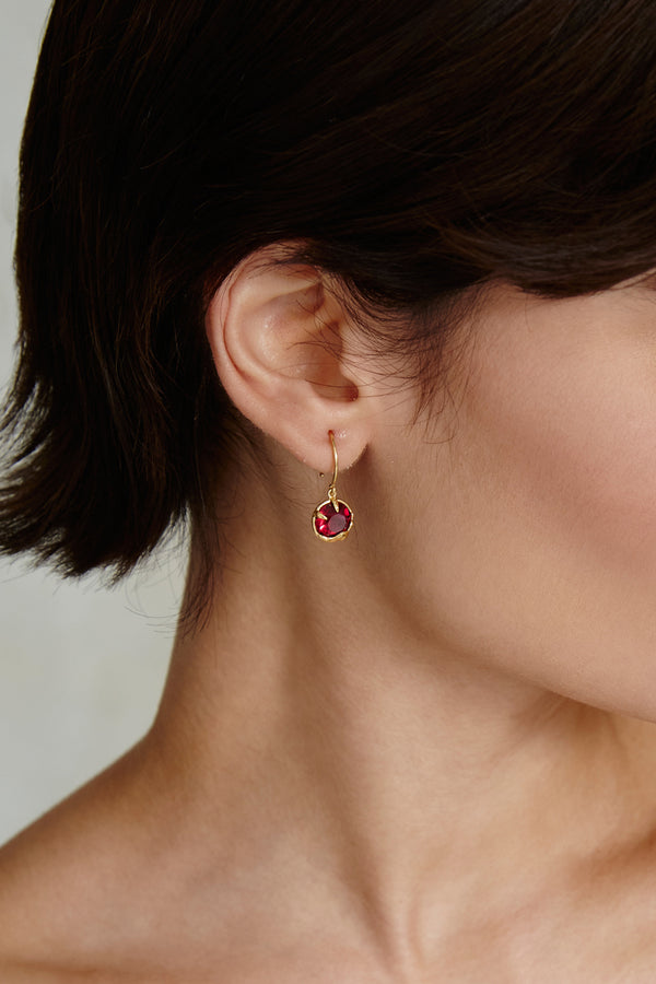 July Birthstone Earrings Ruby Crystal