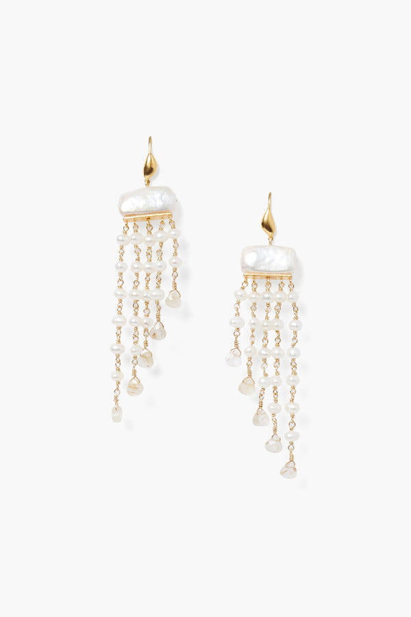 Phaedra Waterfall Earrings White Pearl Mix
