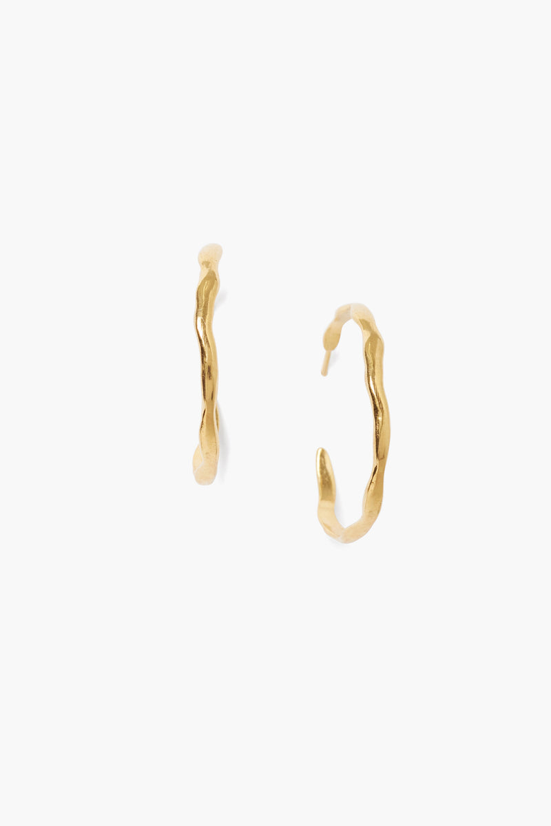 Wave Hoop Earrings Yellow Gold