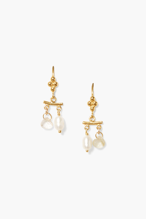 Talia Drop Earrings Mini White Pearl