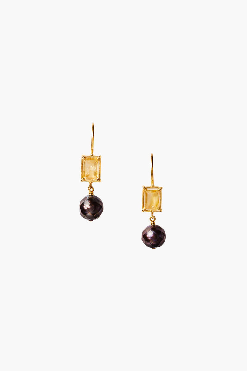 Bordeaux Pearl Earrings Citrine Mix