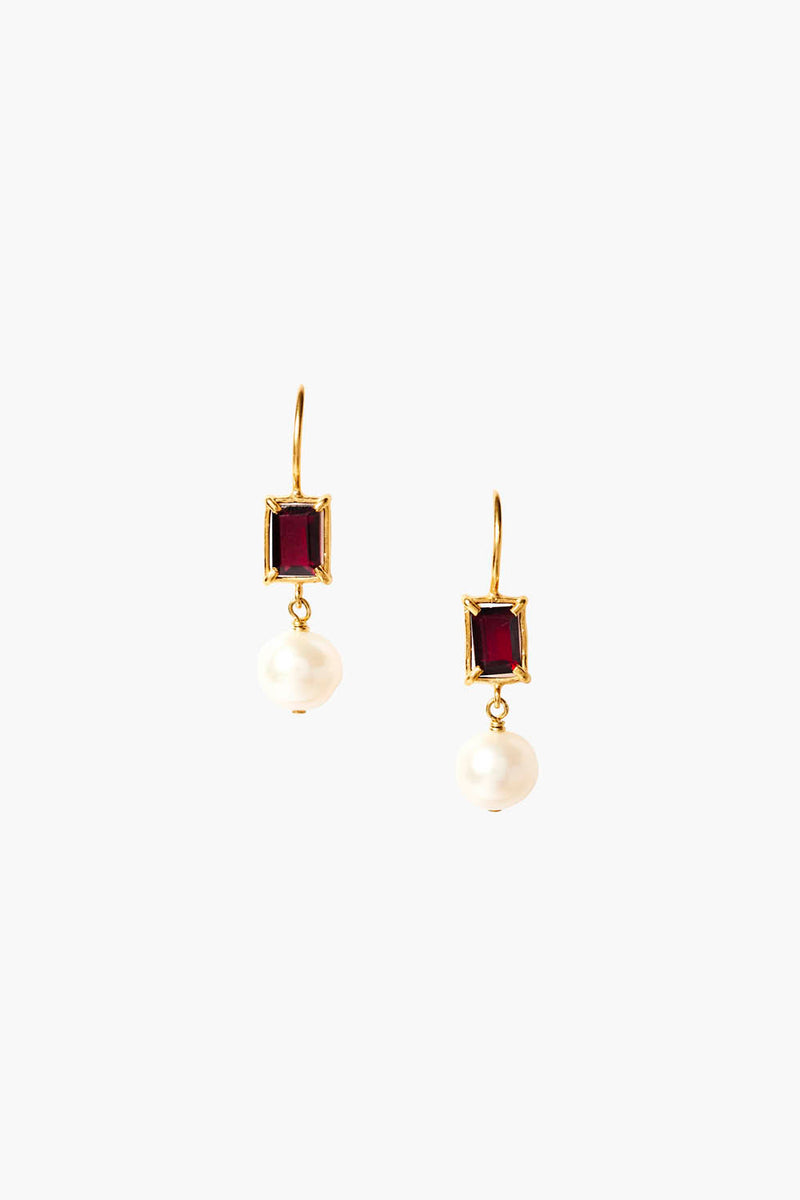 Bordeaux Pearl Earrings Garnet Mix