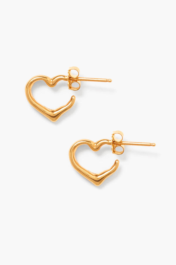 Open Heart Hoop Earrings Gold