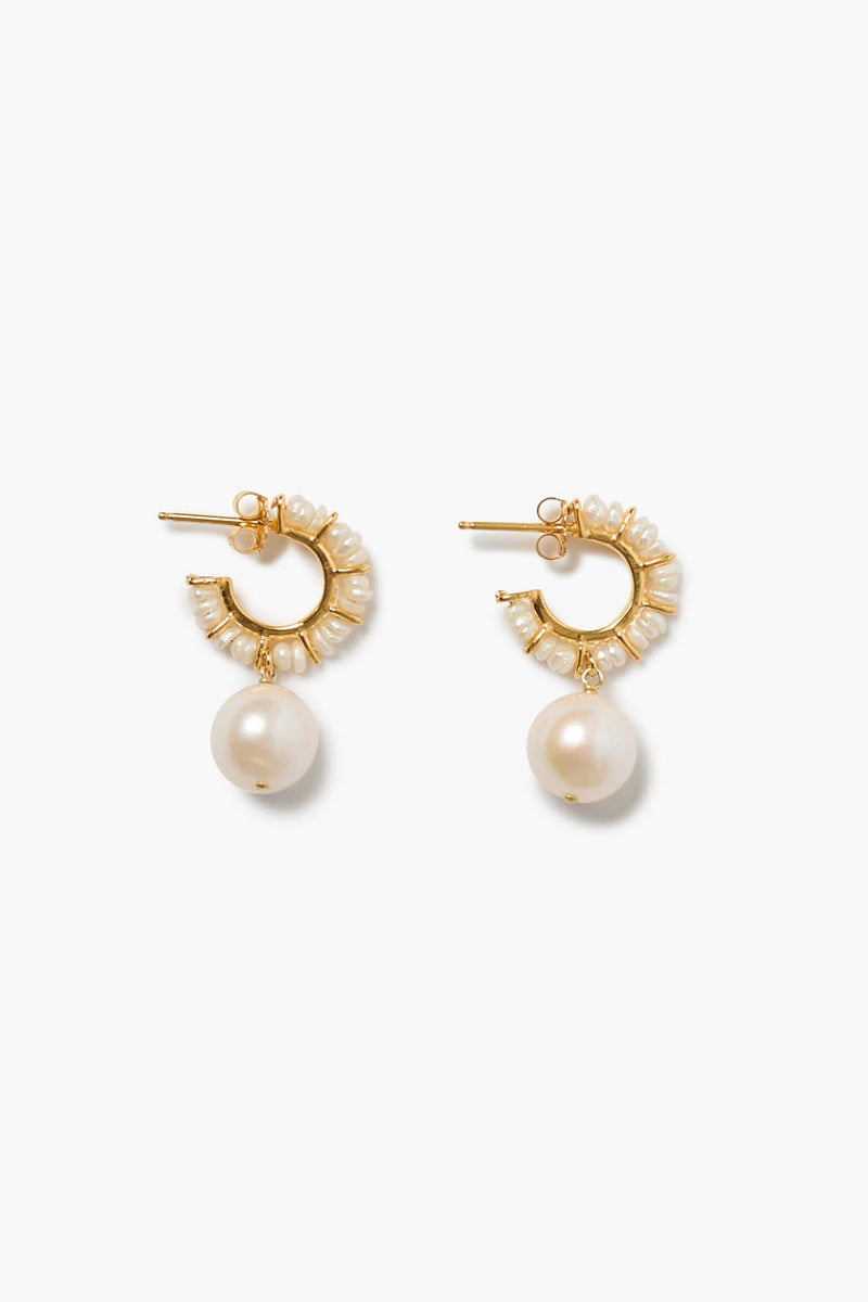 Maiden Hoop Earrings White Pearl