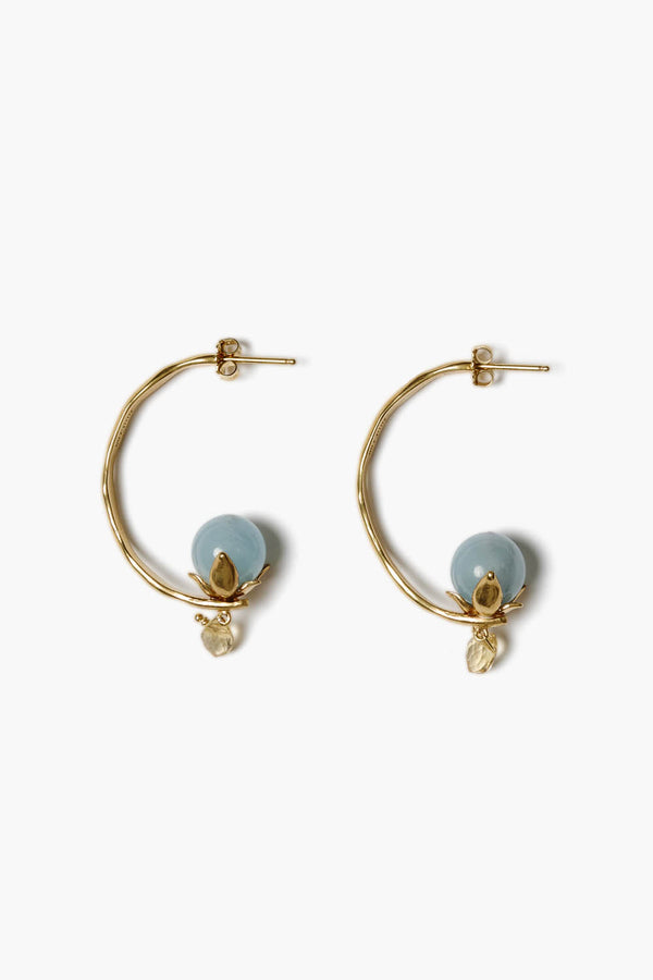 Lotus Hoop Earrings Aquamarine