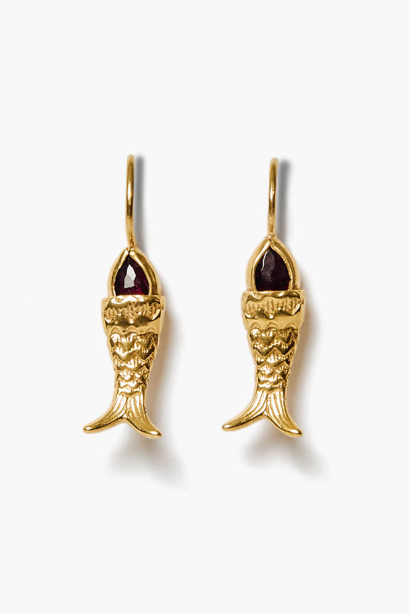 Mini Koi Earrings Garnet