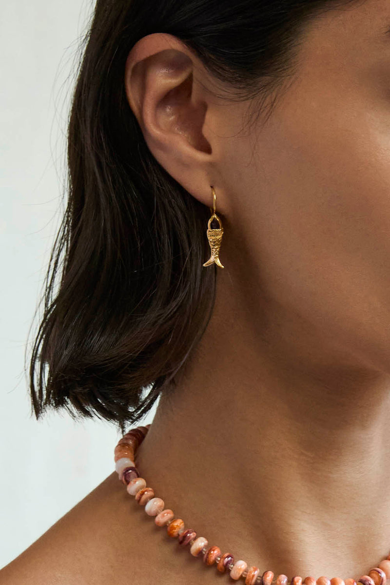 Mini Koi Earrings Garnet