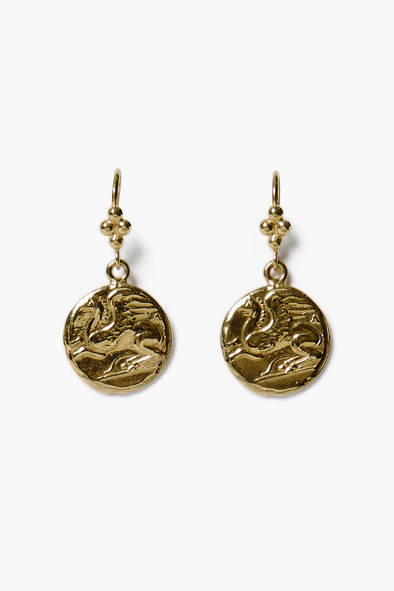 Pegasus Coin Earrings Gold