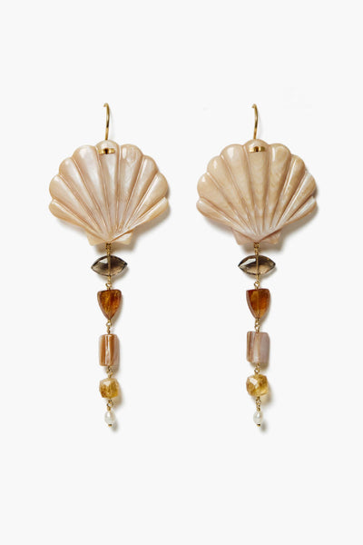 Scallop Drop Earrings Natural Mix