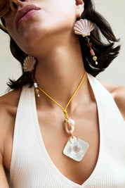 Scallop Drop Earrings Natural Mix