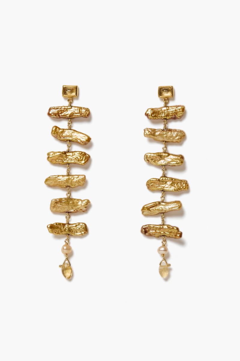 Isadora Earrings Gold Pearl