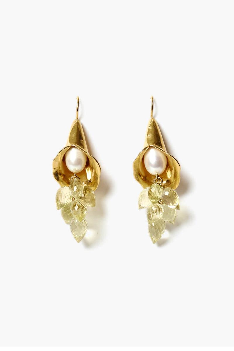 Calla Lily Chandelier Earrings Gold Mix