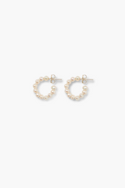 Petite White Pearl Holly Hoop Earrings