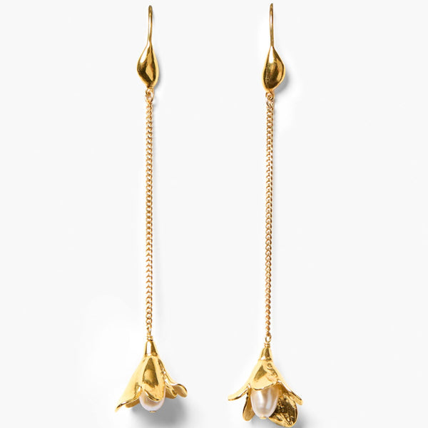 [Golden dew] 韓国☆18K Gold☆Liangfleur3 Earring Temple St. Clair 18K Yellow Gold Foglia Earrings with