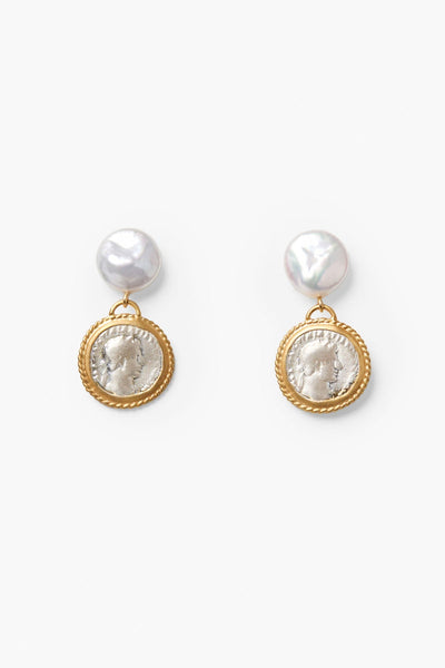 Catriona Drop Earrings White Pearl