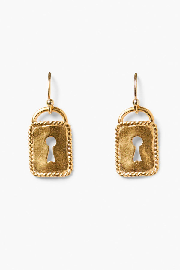 Mini Padlock Earrings Yellow Gold