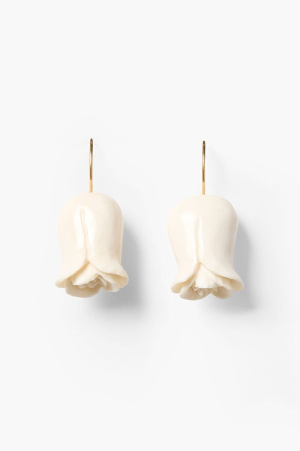 Tearful Rose Earrings White