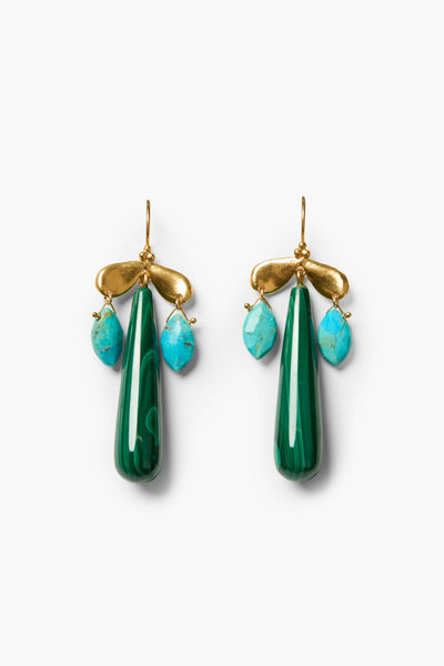 Dragonfly Chandelier Earrings Malachite