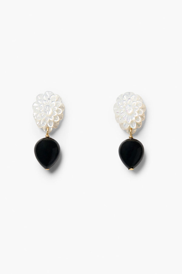 Peony Drop Earrings White MOP