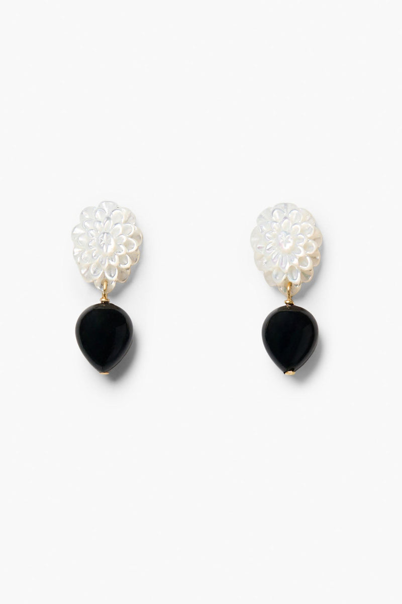 Peony Drop Earrings White MOP