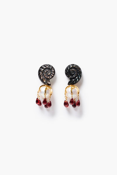 Nautilus Drop Earrings Black MOP