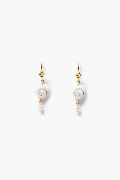 Amour Spiral Earrings White Pearl