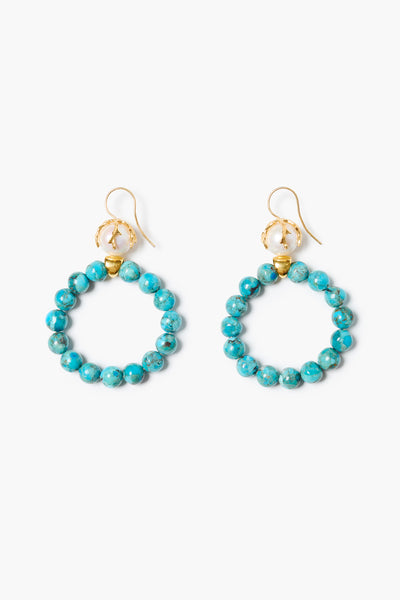 Coral Crown Hoop Earrings Turquoise