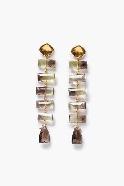 Fishbone Tiered Earrings Quartz