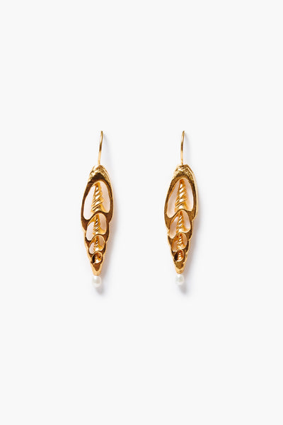 Sliced Shell Earrings Yellow Gold