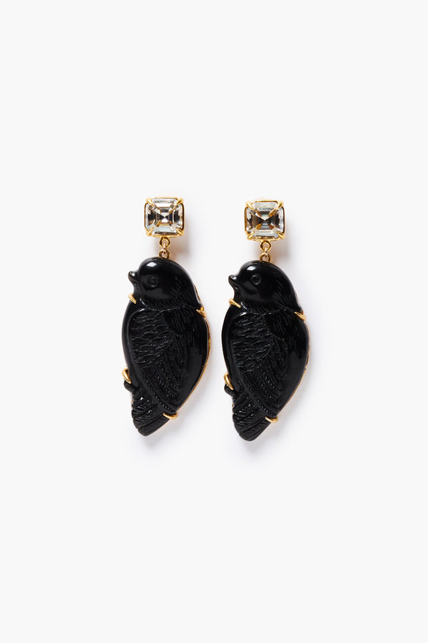 Dove Earrings Black Obsidian