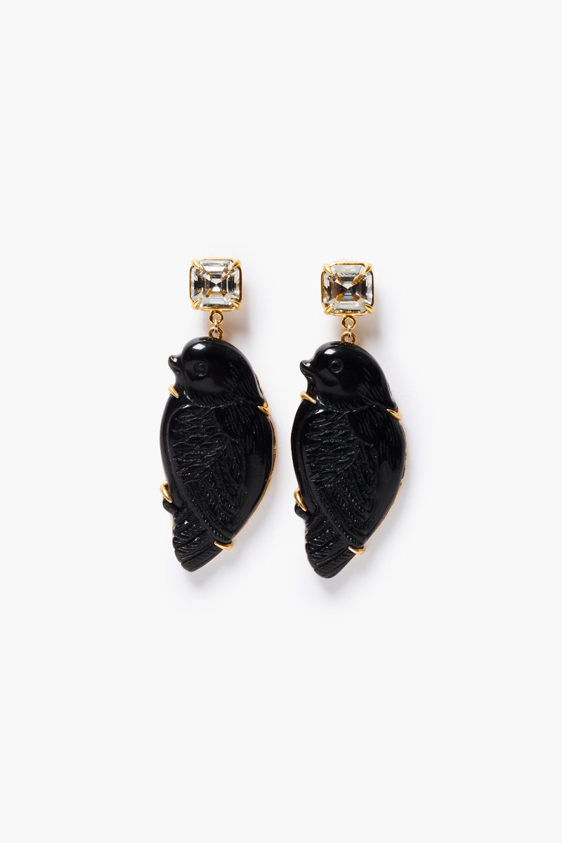 Dove Earrings Black Obsidian