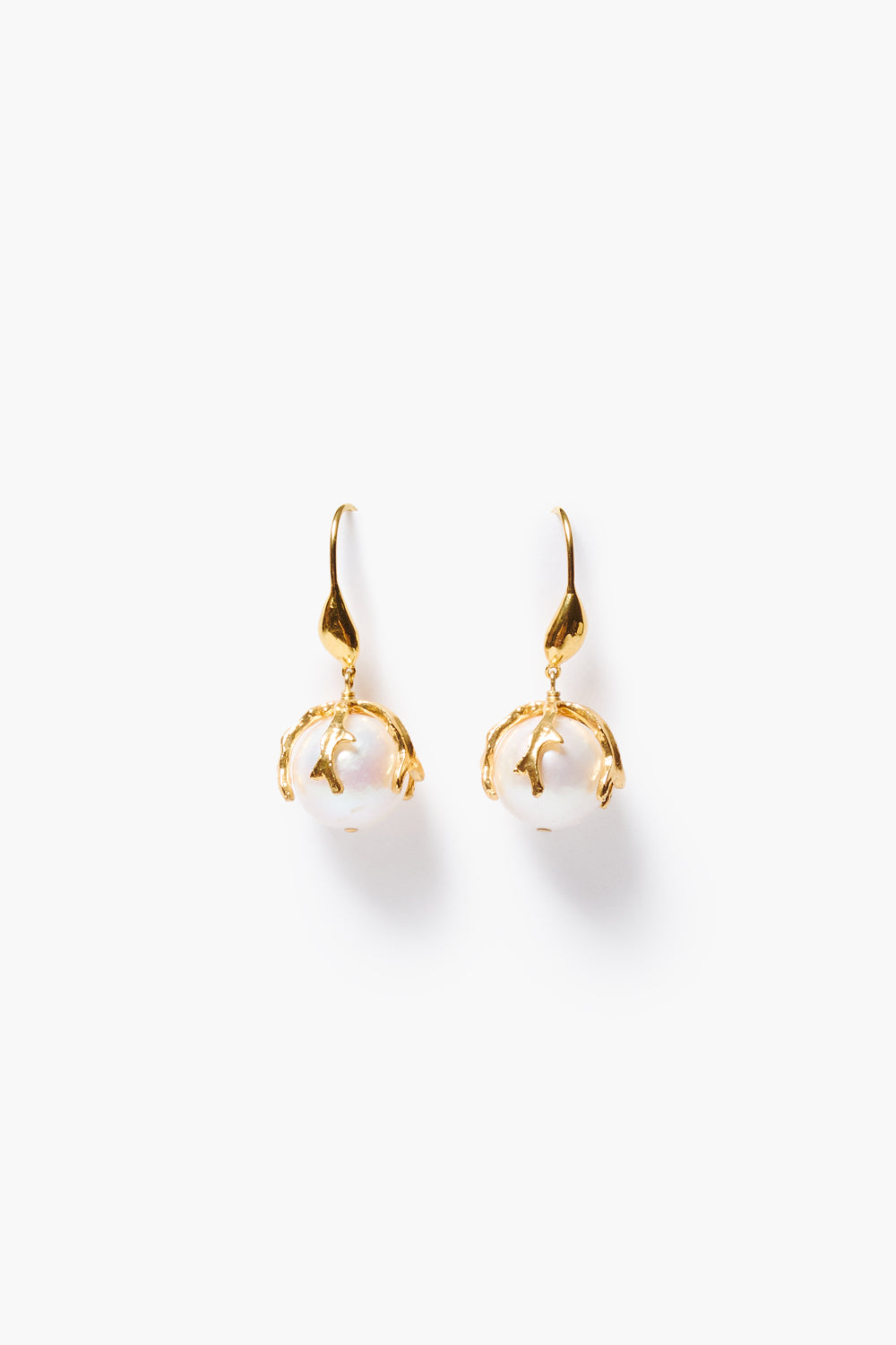 Coral Crown Earrings White Pearl