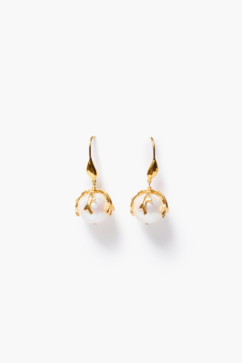 Coral Crown Earrings White Pearl