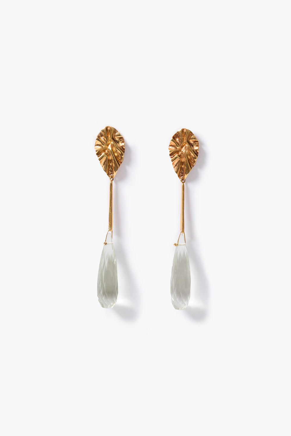 Fluted Drop Earrings Green Amethyst