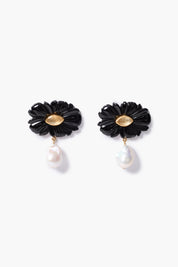 Magnolia Drop Earrings Black Agate