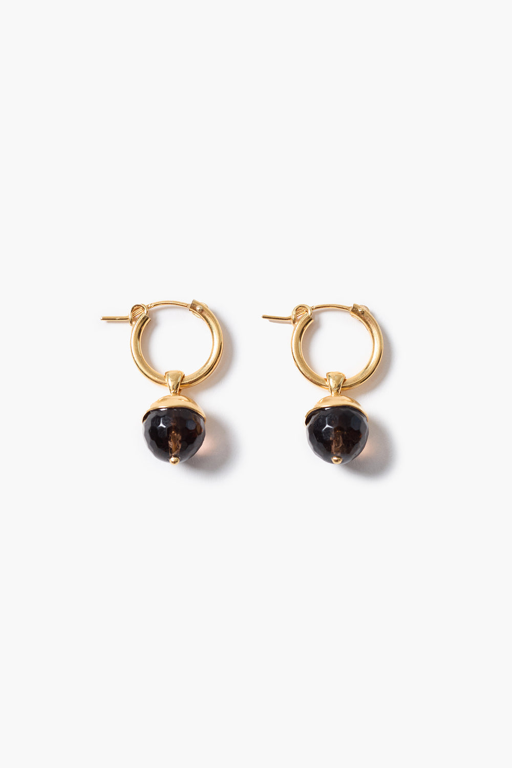 Bell Hoop Earrings Smoky Quartz