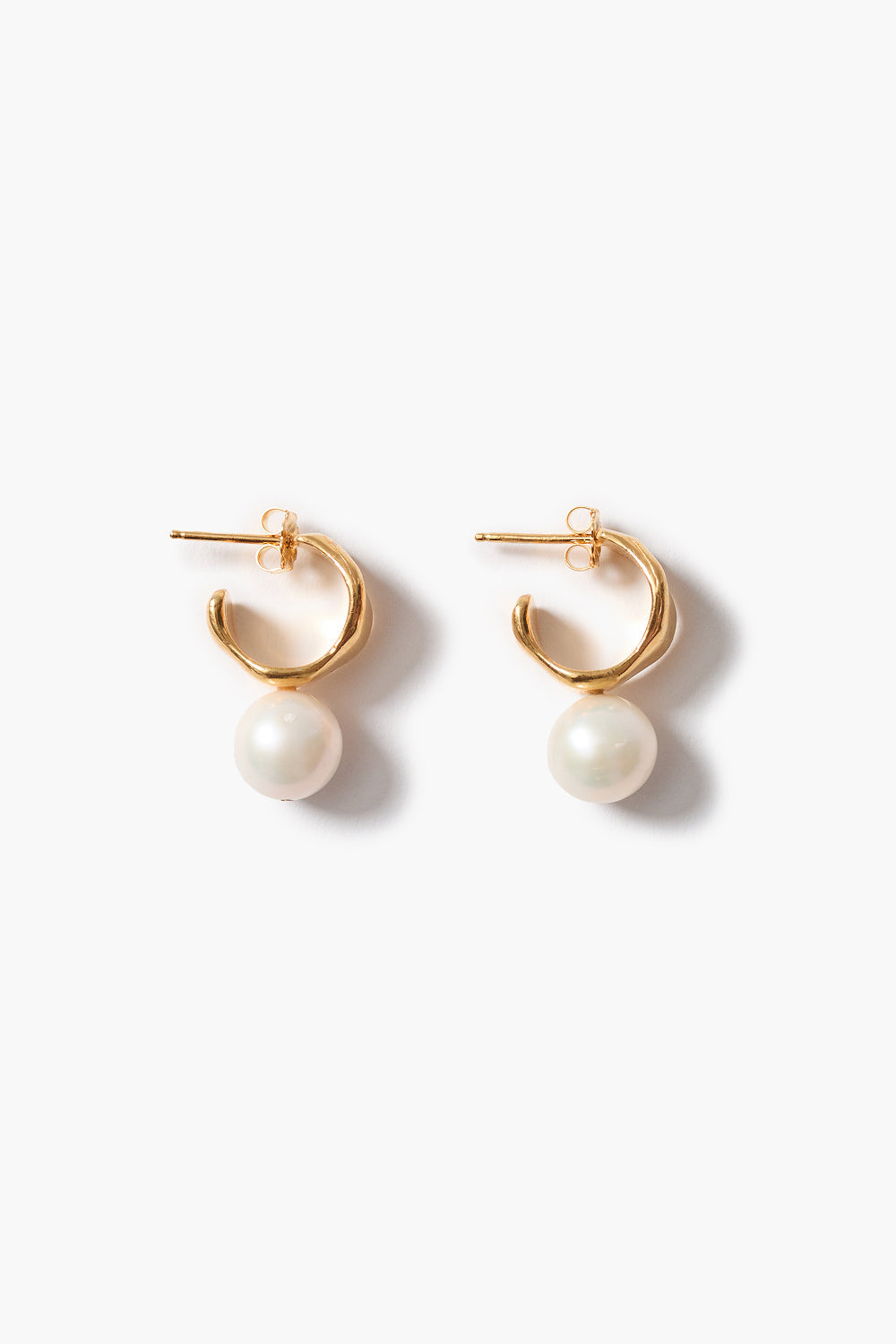 Cuff Hoop Earrings White Pearl