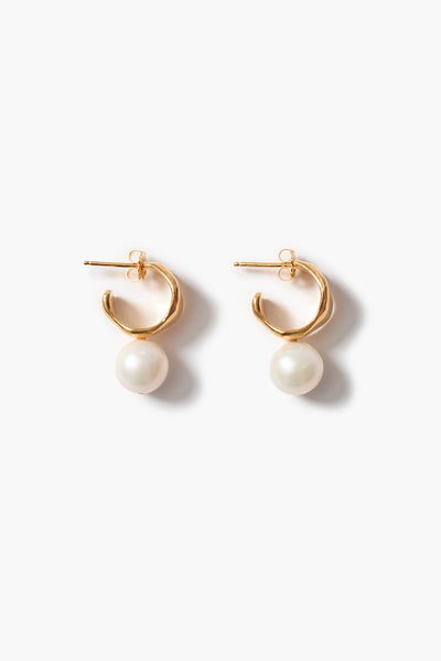 Cuff Hoop Earrings White Pearl