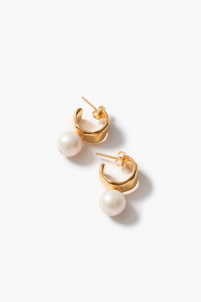 Cuff Hoop Earrings White Pearl