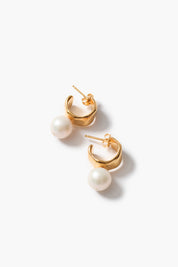 Cuff Hoop Earrings White Pearl