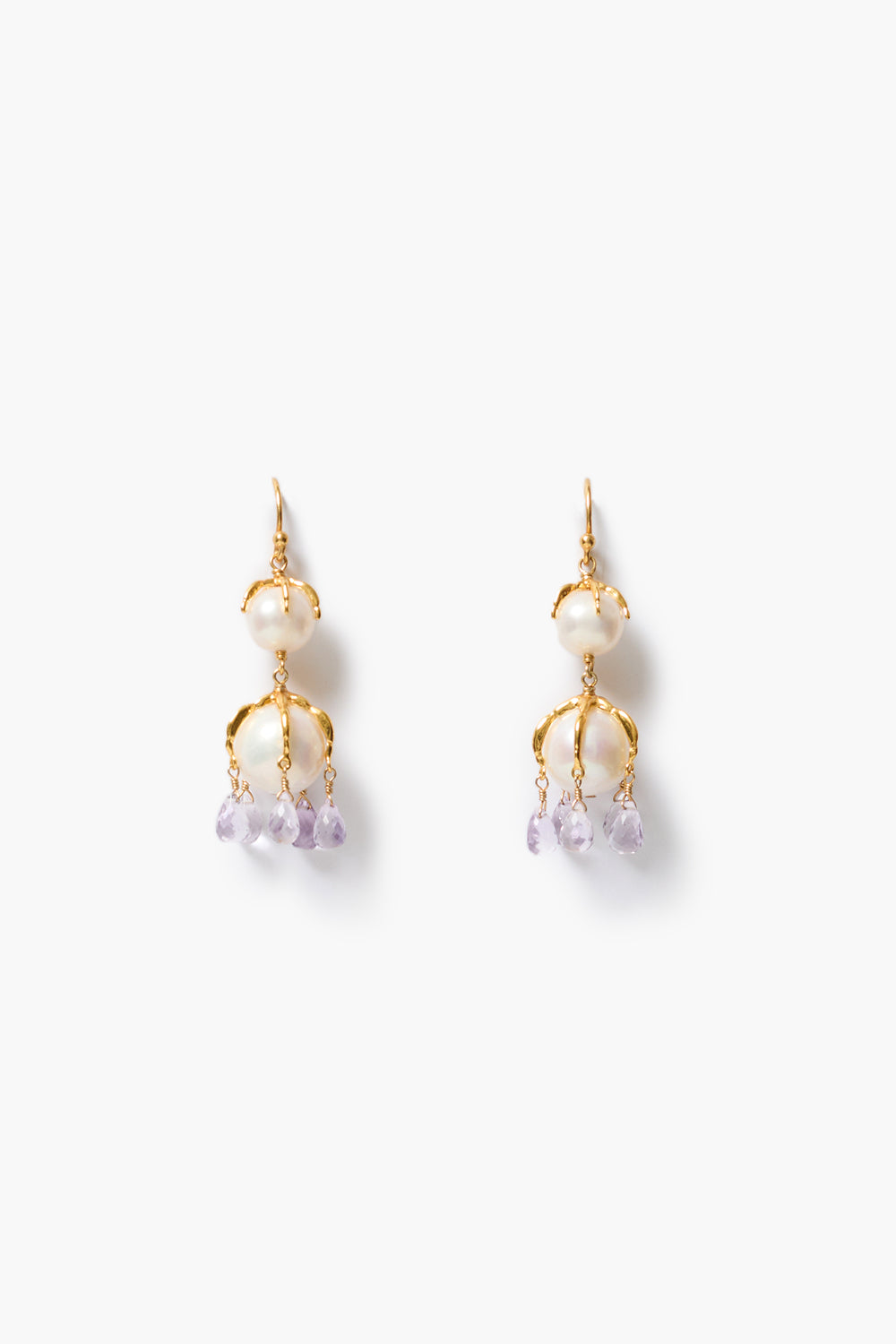 Two Tier Lark Drip Earrings Pearl