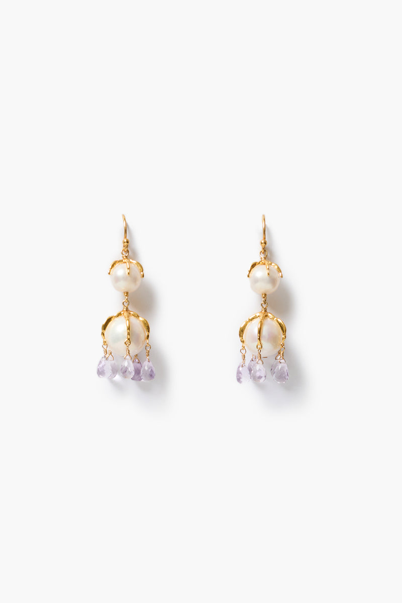 Two Tier Lark Drip Earrings Pearl